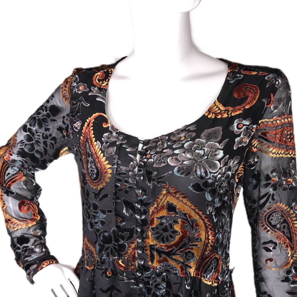 ADORE Small (S) Romantic Velour Mystical Burnout Dress - Picture 13 of 16